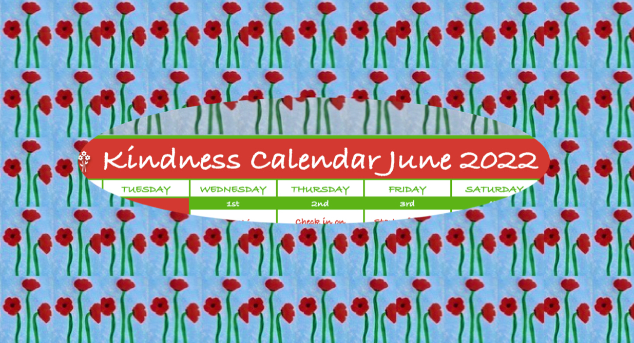 Kindness Calendar June 2022 make today happy